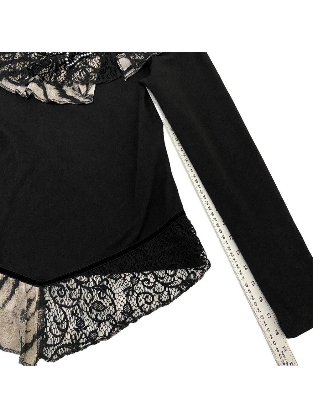 Joseph Ribkoff top blouse long sleeves asymmetric lace embellished animal size 4 - Picture 9 of 13
